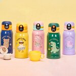 Kids Water Bottle Manufacturer - Cartoon Children 500ml Portable Cute Leak-Proof Vacuum Thermos With Bag and Straw