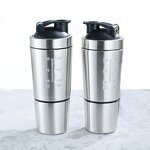 Gym Coffee Protein Shaker Manufacturer - Wholesale 600ml Single Wall Stainless Steel Hiking with Power Storage Compartment