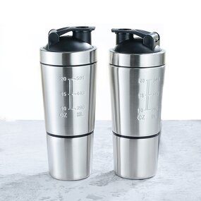 Gym Coffee Protein Shaker Manufacturer - Wholesale 600ml Single Wall Stainless Steel Hiking with Power Storage Compartment