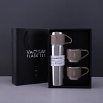Travel Water Bottle Manufacturer - Birthday Return Gift 17oz Silver Insulated Stainless Steel Vacuum with Three Coffee Cups