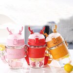 Coffee Glass Cup Carrier Manufacturer - Ladies Promotional Set Portable Cross Body Reindeer Lid Shoulder Straw Water Bottle Accessories