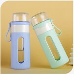 Glass Water Bottle Manufacturer - New Advertising Gift 400ml Macaron Pink Leakage-proof with Rope Lid Eco-Friendly Back School