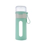 Glass Water Bottle Manufacturer - New Advertising Gift 400ml Macaron Pink Leakage-proof with Rope Lid Eco-Friendly Back School