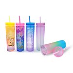 Acrylic Gradient Tumbler Manufacturer - Personalized Promotional Gift 16oz Matte Rainbow Skinny with Lid Straw for Party