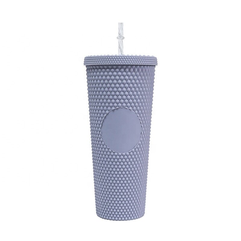 Studded Tumbler Cup Manufacturer - Festival Gift 24oz Matte Double Wall Grey for Milk Tea Coffee with Straw