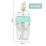Kids Acrylic Tumbler Manufacturer - Customized 400ml Bpa Free Cute Cartoon Duck Double Layer Clear Plastic with Straw Lid