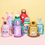 Kids Water Bottle Manufacturer - Cartoon Children 500ml Portable Cute Leak-Proof Vacuum Thermos With Bag and Straw