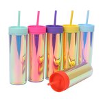 Acrylic Coffee Tumbler Manufacturer - Unique Promotional Gift with Logo 16oz Laser Shinning Bling Double Wall with Inserts Straw