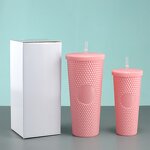 Coffee Drink Cup Tumbler Manufacturer - Wholesale 2 in 1 Promotional Gift 16oz 30oz Studded with Straw and Lid