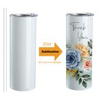 Sublimation Tumbler Manufacturer - Wholesale Stainless Steel Straight Double Wall Blank Skinny DIY 20oz Flat Edge with Lid Straw