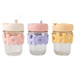 Coffee Juice Glass Tumbler Manufacturer - Promotional Gift Cute Ins Style 12oz Hoho with Straw and Pearl Chain