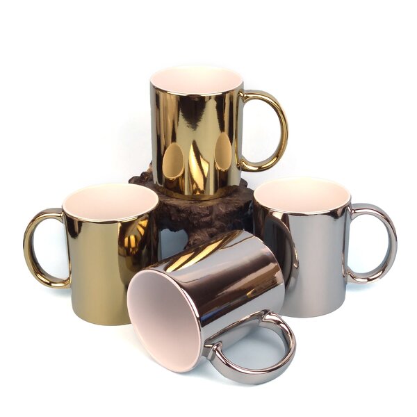 Ceramic Cup Mug Manufacturer - Wholesale DIY 11oz Blank Electroplated Iridescent Silver Gold Sublimation Printing Glaze