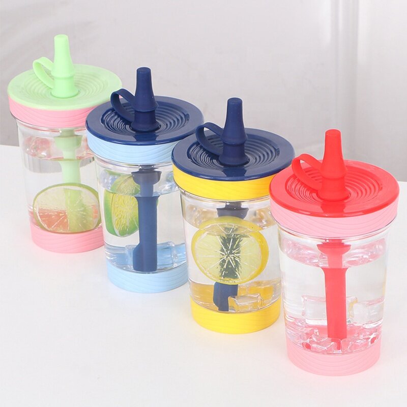 Kids Plastic Tumbler Manufacturer - Korean Style 500ml Leakproof Double Walled Cold Brew Coffee Boba with Straw Lid