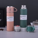 Coffee Flask Manufacturer - Promotional Gift 500ml Pink Leakproof Vacuum Insulated Stainless Steel with 3 Cups
