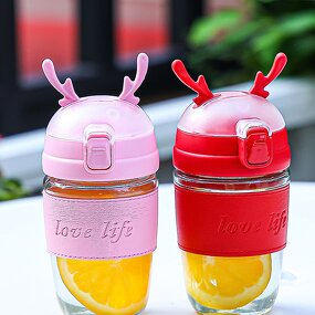 Coffee Glass Cup Carrier Manufacturer - Ladies Promotional Set Portable Cross Body Reindeer Lid Shoulder Straw Water Bottle Accessories