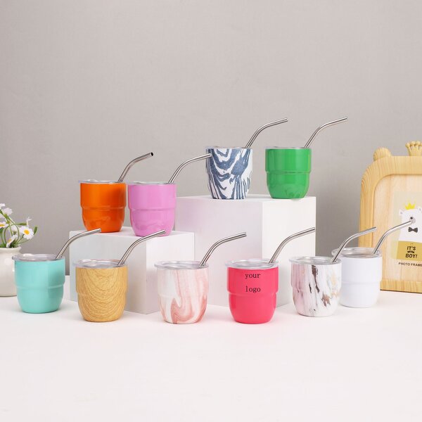 Shot Cup Manufacturer - New Arrival Custom Party Favor Outdoor 3oz Espresso Tequila Stainless Steel Double Wall with Straw