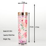 Acrylic Plastic Tumbler Manufacturer - Customized Wedding Party Favour Birthday DIY 16oz Double Wall Floral Eco-Friendly Dishwasher Safe Skinny
