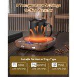 Coffee Mug Warmer Manufacturer - Corded Electric Gravity-Induction 9 Temperature Settings 4H Auto Shut 1-9 Hour Timer Home Office Desk