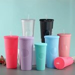 Coffee Drink Cup Tumbler Manufacturer - Wholesale 2 in 1 Promotional Gift 16oz 30oz Studded with Straw and Lid
