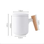 Ceramic Tea Infuser Mug Manufacturer - Promotional Business Gift 11oz Blank Matte Glaze Sublimation Home Office with Lid Bamboo Handle