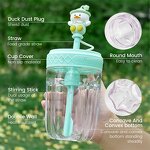 Kids Acrylic Tumbler Manufacturer - Customized 400ml Bpa Free Cute Cartoon Duck Double Layer Clear Plastic with Straw Lid
