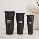 Coffee Tumbler Cup Manufacturer - Wholesale in Bulk Gift Set 30oz 24oz 16oz Buy 1 Get 3 USA Black Studded with Straw
