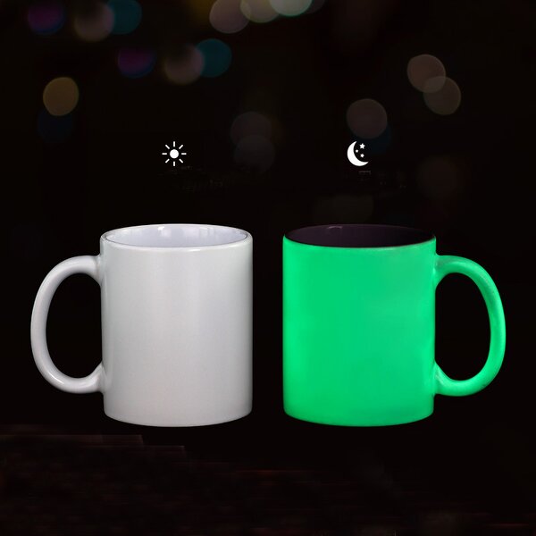 Ceramic Milk Coffee Cup Manufacturer - Customized 11oz DIY Blank White Glow in Dark Luminous Sublimation with Handle