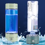 Hydrogen Rich Water Bottle Manufacturer - Corporate Gift 2-in-1 Green 14oz Anti-Aging Ionized SPE PEM 5000 Ppb Eco-Friendly Stainless Steel