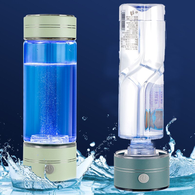 Hydrogen Rich Water Bottle Manufacturer - Corporate Gift 2-in-1 Green 14oz Anti-Aging Ionized SPE PEM 5000 Ppb Eco-Friendly Stainless Steel