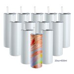 Sublimation Tumbler Manufacturer - Wholesale Stainless Steel Straight Double Wall Blank Skinny DIY 20oz Flat Edge with Lid Straw