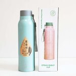 Wheat Straw Glass Water Bottle Manufacturer - High Quality Promotion Gift 12oz Bpa Free Portable Ivory Double Wall with Strap Logo