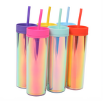 Acrylic Coffee Tumbler Manufacturer - Unique Promotional Gift with Logo 16oz Laser Shinning Bling Double Wall with Inserts Straw