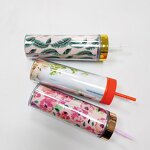 Acrylic Plastic Tumbler Manufacturer - Customized Wedding Party Favour Birthday DIY 16oz Double Wall Floral Eco-Friendly Dishwasher Safe Skinny