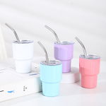 Tumbler Shot Glasses Manufacturer - 2oz Stainless Steel Espresso Cup Mini Metal with Straw and Lid