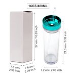 Acrylic Cup Tumbler Manufacturer - Cheap Giveaway Gift 16oz Clear Double Wall Skinny with Electroplated Gold Lid Straw