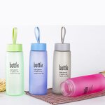 Frosted Water Bottle Manufacturer - 16oz Red Portable Marketing Advertising Gift for Juice Tea Drinking with String Lanyard