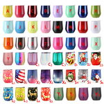 Travel Coffee Cup Manufacturer - 12 oz Custom Logo Business Gift Double Wall Insulated Vacuum Egg Custom Wine Tumbler with Lid