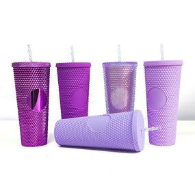 Studded Coffee Juice Cup Tumbler Manufacturer - Promotional Gift 750ml Bpa Free Matte Purple Violet with Logo
