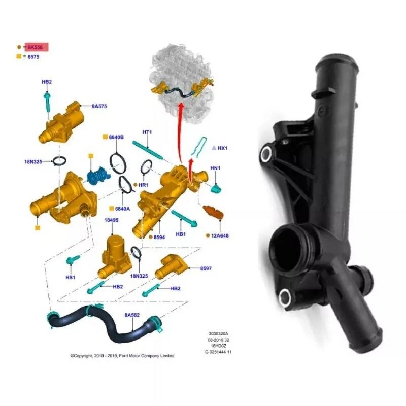 Engine Coolant Outlet Shell Manufacturer - New Xiweisi for Kuga 2013-2016 RH225 Connector BM5G8K556EA