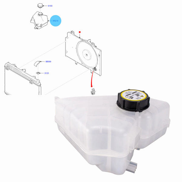 Engine Coolant Expansion Reservoir Manufacturer - 8V21 8K218 AB 8V218K218AB Radiator Water Tank 1513111 for Carnival Ecosport