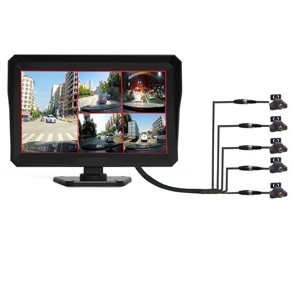 Car Rear View DVR Kit Manufacturer - 10 Inch AHD IPS 5CH Five Split Monitor + 5x AHD 720P 4Pin IR Reverse Parking for RV Bus Truck