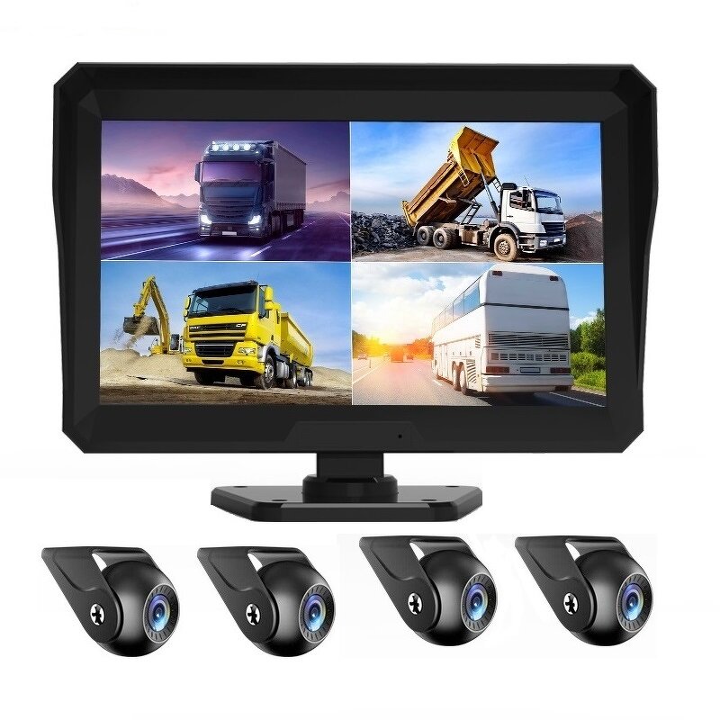 Car DVR Monitor Manufacturer - 10 Inch AHD 4ch Recorder Vehicle Night Vision Rear View Camera Security Split Screen Quad