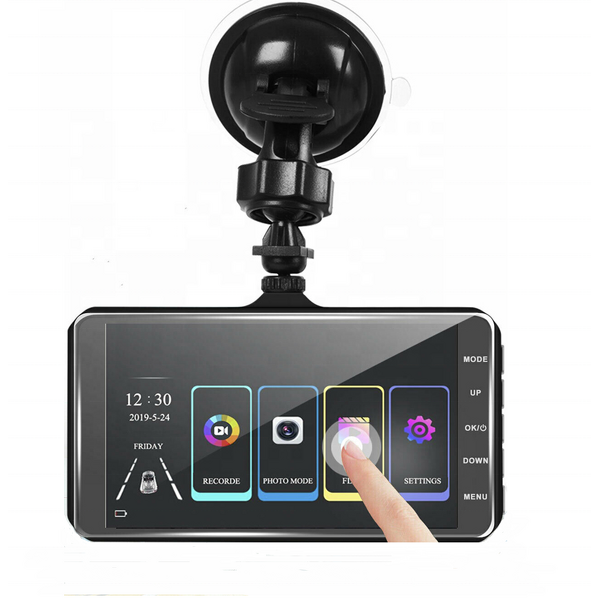 Dash Cam Manufacturer - Hot Sale Dual Lens Car Dvr HD 1080P 4 Inch Touch Screen IPS With Backup Rear Camera Night Vision