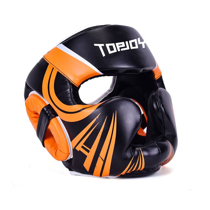 Boxing Head Guard Manufacturer - New Design Fashion Orange Leather Adult