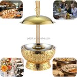 Chafing Dish Food Warmer Manufacturer - Luxury Hanging Gold Stainless Steel 8L for Hotel Wedding