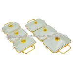 Soup Pot Set Manufacturer - Three-Compartment Double-Eared White Porcelain Casserole