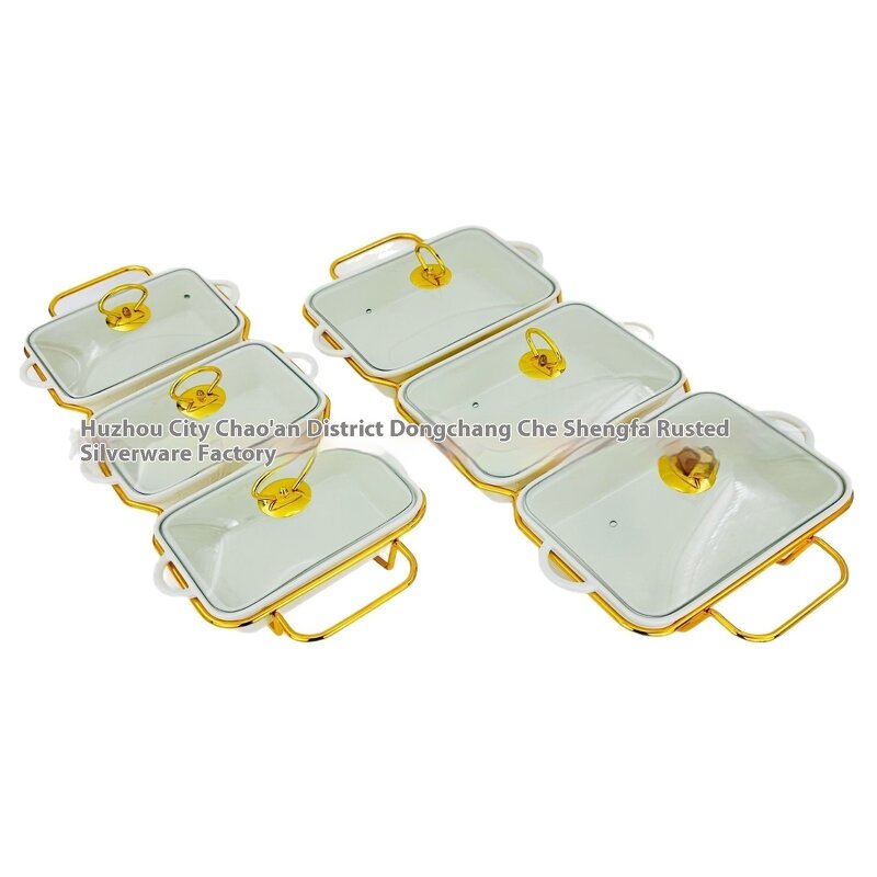 Soup Pot Set Manufacturer - Three-Compartment Double-Eared White Porcelain Casserole