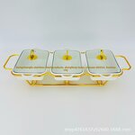 Soup Pot Set Manufacturer - Three-Compartment Double-Eared White Porcelain Casserole