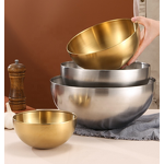 Salad Bowl Set Manufacturer - Korean Style Stainless Steel Gold Silver for Serving Fruit Soup