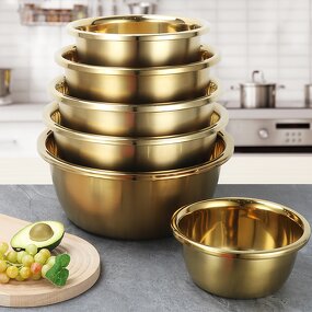 Seasoning Basin Set Manufacturer - Stainless Steel Gold Thickened for Food Storage Mixing